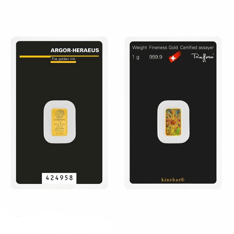 Argor Heraeus 1 Gram Gold Kinebar
