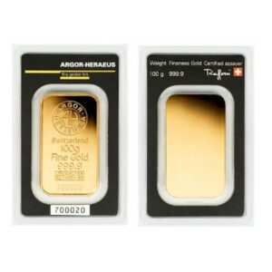 100 gram argor heraeus gold bar